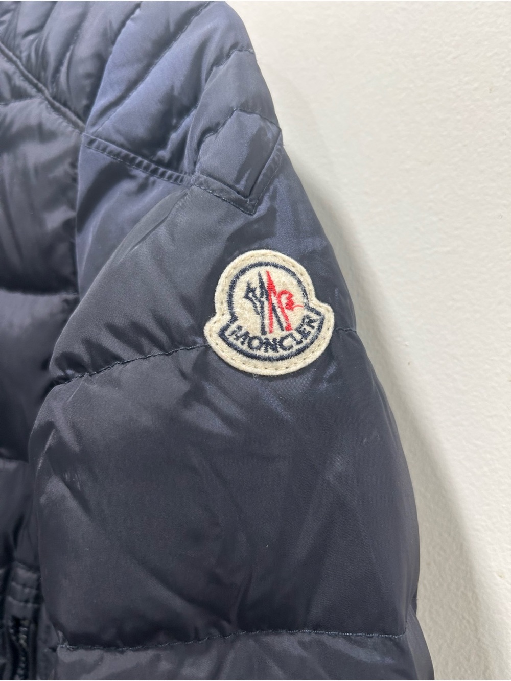 Moncler Navy Puffer Jacket with Logo Patch - Picture 2 of 8